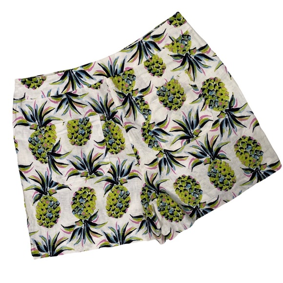 Boden Georgina White Multicolor Linen Pineapple Side Zip Size 10 Shorts NEW - Picture 5 of 8